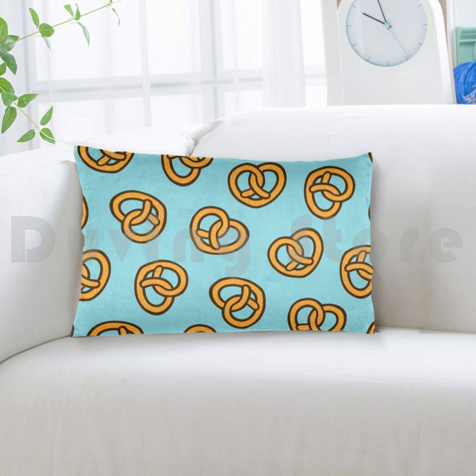 I Heart Pretzels Pattern Pillo - Foody Snacks review and price