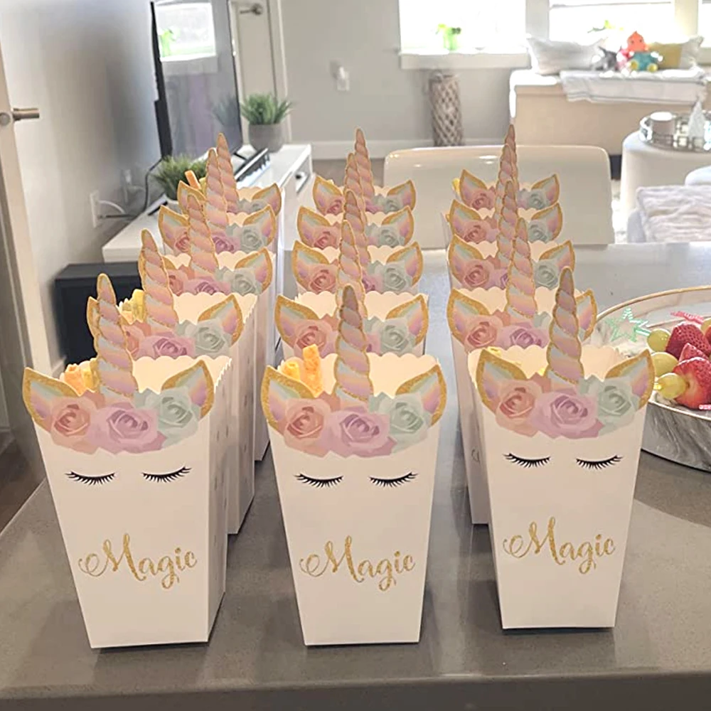 6/12pcs Unicorn Popcorn Box Un - Food Snacks For Baby Shower review and price